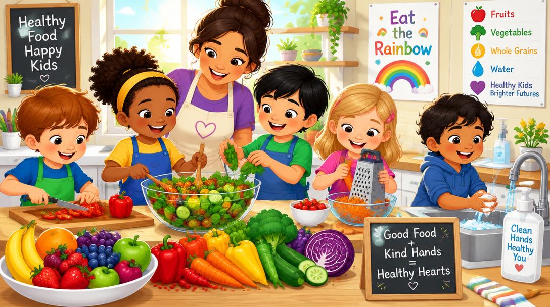 Children enjoying Cooking & healthy food